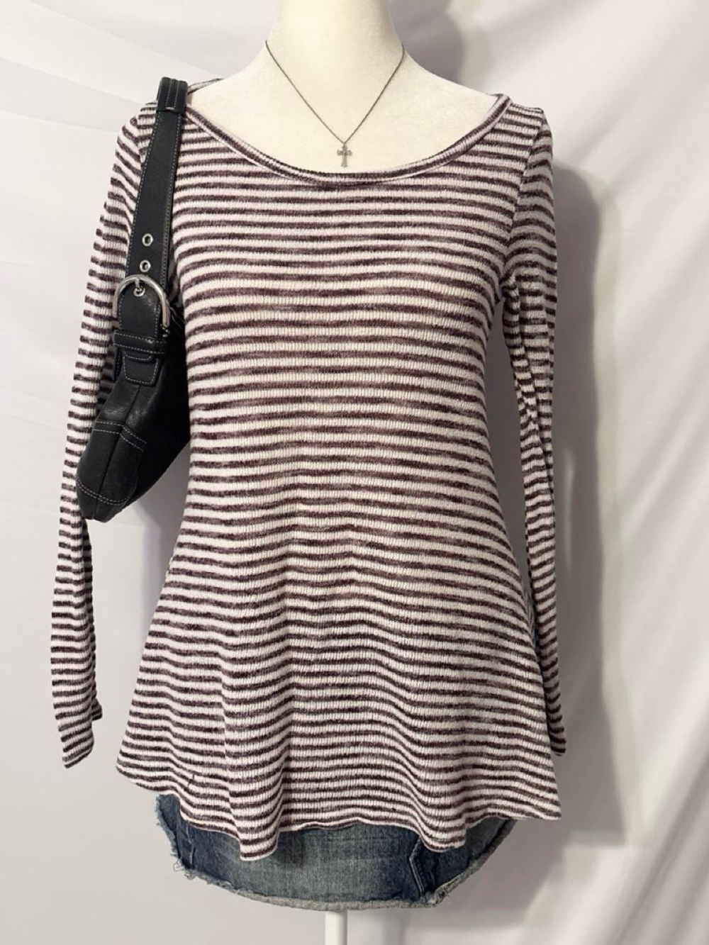 Purple Striped Long Sleeve Knit Top